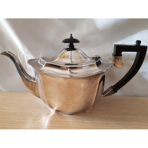 49 - Art Nouveau Silver Plated Tea Pot, Milk Jug and Sugar Bowl by 'H.F. & Co', EPNS A1, on Silver Colour... 