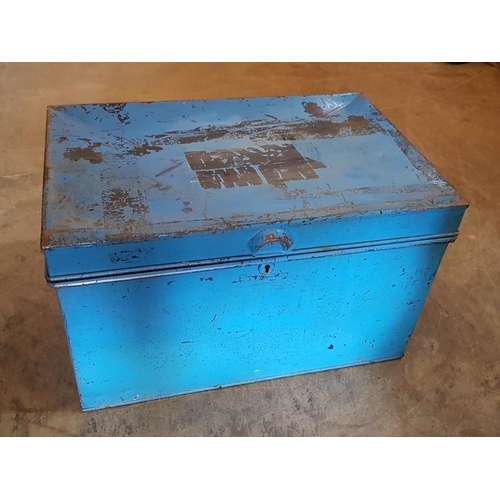 51 - Blue Metal Deed Box with Handles, (Approx. 46 x 31 x 28cm)