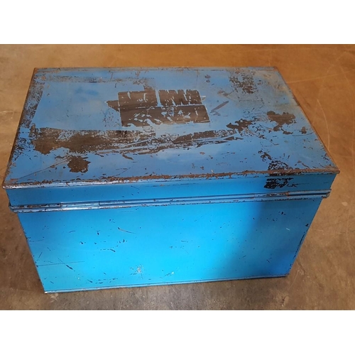 51 - Blue Metal Deed Box with Handles, (Approx. 46 x 31 x 28cm)