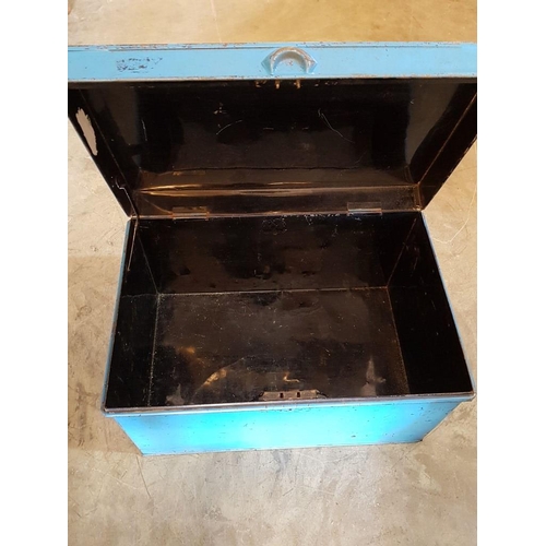 51 - Blue Metal Deed Box with Handles, (Approx. 46 x 31 x 28cm)