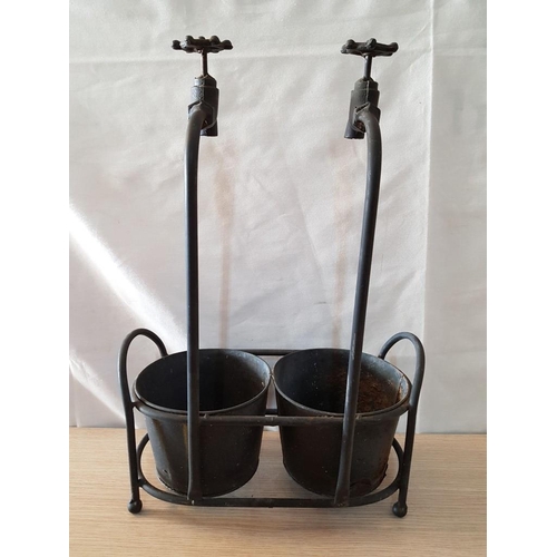 52 - Novelty Double Plant Pot Holder with Taps, (Approx. 50 x 32cm)