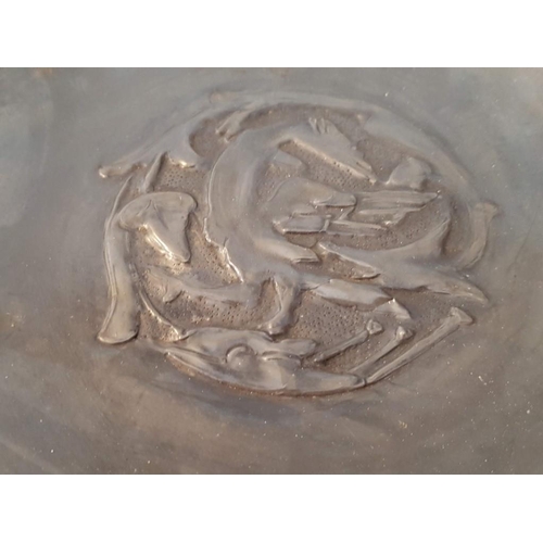 58 - Arts & Crafts Plate with Pewter Finish, Fish Design with Stone Inserts, (Approx. Ø: 26cm)