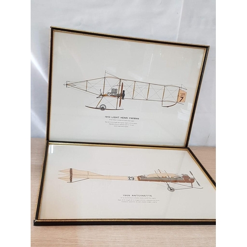 62 - Pair of Glazed and Framed Prints of Early 20th Century Aircraft, (Approx. 36 x 49cm), (2)