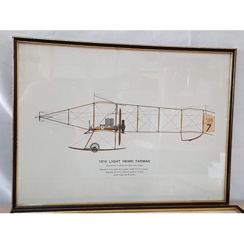 62 - Pair of Glazed and Framed Prints of Early 20th Century Aircraft, (Approx. 36 x 49cm), (2)