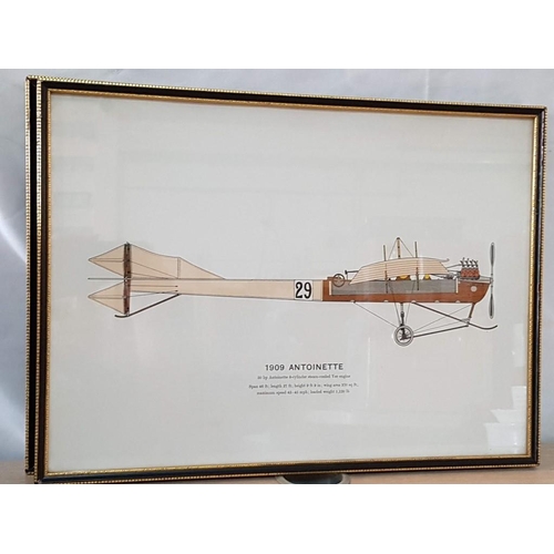 62 - Pair of Glazed and Framed Prints of Early 20th Century Aircraft, (Approx. 36 x 49cm), (2)