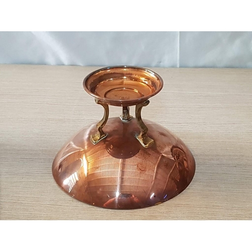 68 - 'Linton' Tazza Art Deco Copper & Brass Bowl Compote on Tripod Legs, (Approx. Ø: 21cm, H: 14cm)