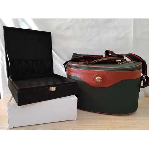 75 - Boxed New Ring Display Case (Approx. 20 x 20cm), Together with Zipped Vanity Case with Shoulder Stra... 