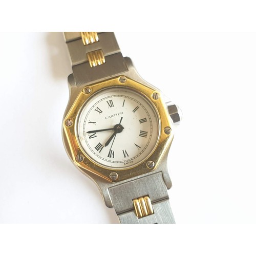 101 - Cartier Ladies Wrist Watch; 18ct Gold Octagonal Shaped Bezel on Stainless Steel Case, Automatic Move... 