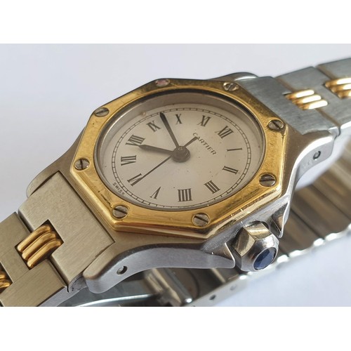 101 - Cartier Ladies Wrist Watch; 18ct Gold Octagonal Shaped Bezel on Stainless Steel Case, Automatic Move... 