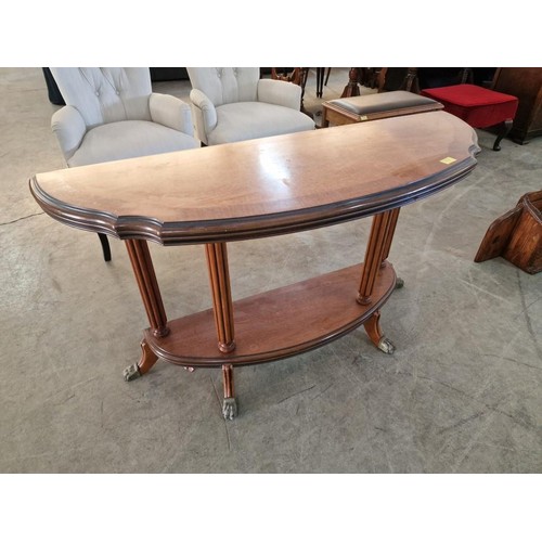 195 - Classical Style Bow Fronted Console / Hall Table with Lower Shelf and Metal Claw Feet, (Approx. 120 ... 