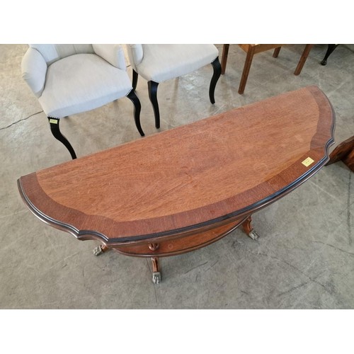 195 - Classical Style Bow Fronted Console / Hall Table with Lower Shelf and Metal Claw Feet, (Approx. 120 ... 