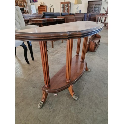 195 - Classical Style Bow Fronted Console / Hall Table with Lower Shelf and Metal Claw Feet, (Approx. 120 ... 