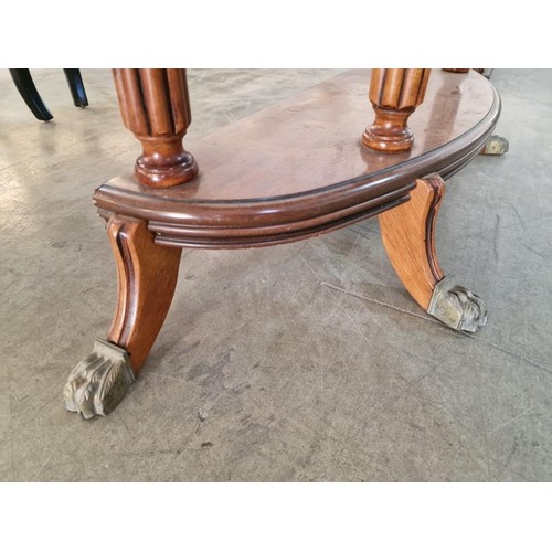 195 - Classical Style Bow Fronted Console / Hall Table with Lower Shelf and Metal Claw Feet, (Approx. 120 ... 