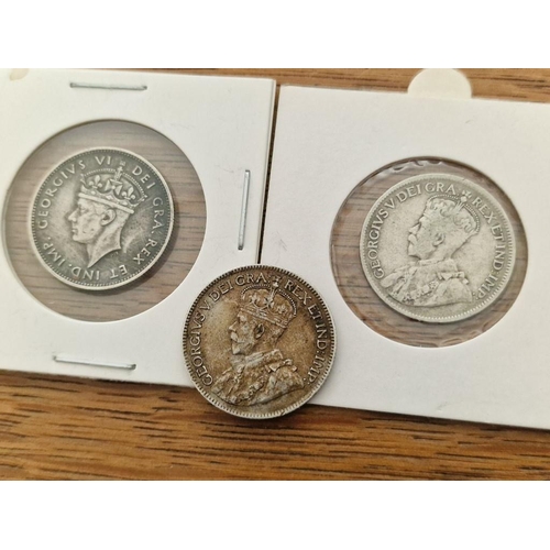 149 - 3 x Cyprus Silver Coins; 1938, 1919 & 1921 King George V Nine Piastre, (23.7mm, 5.65g, .925 Sterling... 