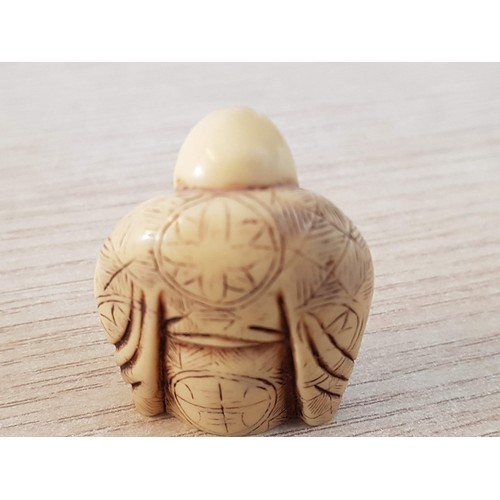 56 - 2 x Vintage Carved Japanese Netsuke Figures; Old Bearded Man and Old Man with Arms Crossed, (Approx.... 