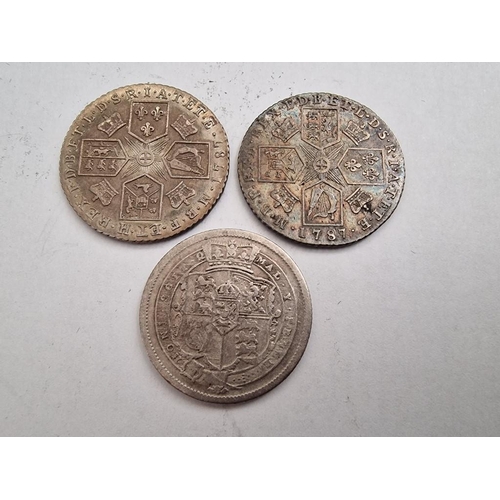 161 - 3 x Antique Silver One Shilling British Coins; 2 x 1787 and 1816 (King George III), (Approx. 17.4g T... 