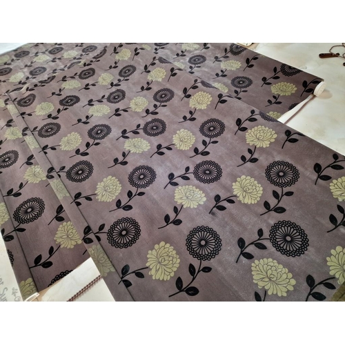 188 - 4 x Roller Blinds, Brown Colour with Black & Cream Flower Pattern, (Approx. Widths: 157cm, 131cm, 13... 