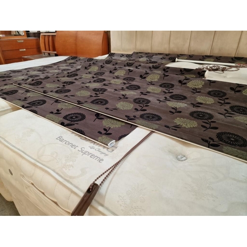 188 - 4 x Roller Blinds, Brown Colour with Black & Cream Flower Pattern, (Approx. Widths: 157cm, 131cm, 13... 