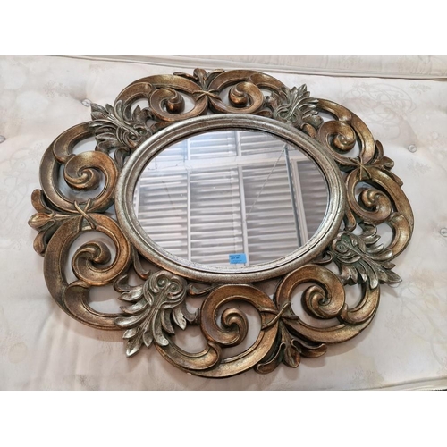 191 - Decorative Oval Wall Mirror with Classical Style Gold Tone Carved Wood Effect Surround, (Approx. 90 ... 