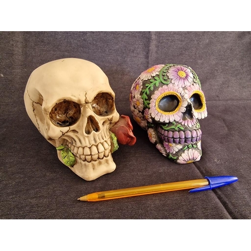 76 - 2 x Decorative Skull Ornaments by 'Alator Giftware'; Rose From the Dead ' NEM3721, and One Other, (2... 