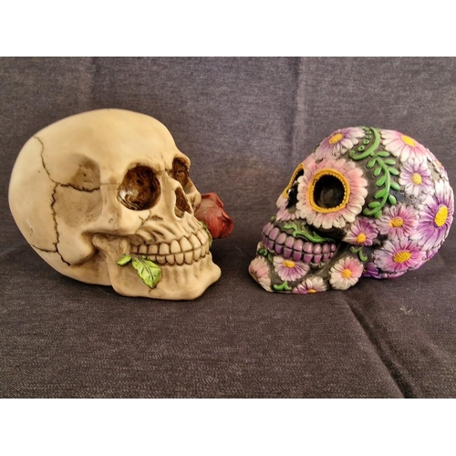 76 - 2 x Decorative Skull Ornaments by 'Alator Giftware'; Rose From the Dead ' NEM3721, and One Other, (2... 