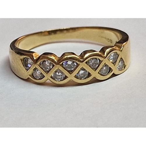 135 - 18ct Gold & 10 x Diamond Half Eternity Ring; (Approx. 3.8g, Size: O)