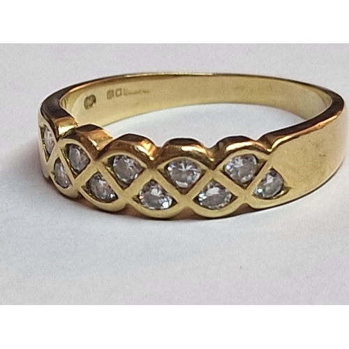 135 - 18ct Gold & 10 x Diamond Half Eternity Ring; (Approx. 3.8g, Size: O)