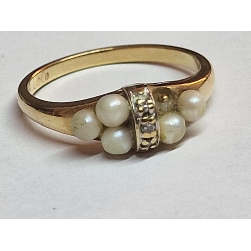 171 - 14ct Gold and Pearl 'Lib & Co' Ring (Approx. 2.7g, Size: L), (Nb. One Pearl / Stone Missing)