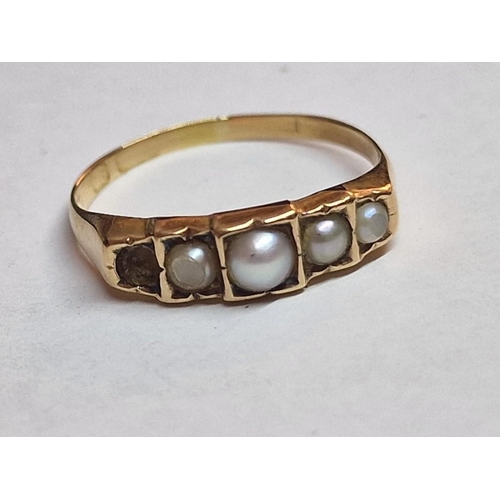 172 - Vintage 14ct Gold and Pearl Ring, (Approx. 2.0g, Size: M, Hallmark Worn, but Tests as 14ct), (Nb. On... 