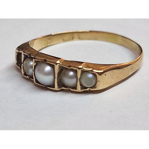 172 - Vintage 14ct Gold and Pearl Ring, (Approx. 2.0g, Size: M, Hallmark Worn, but Tests as 14ct), (Nb. On... 