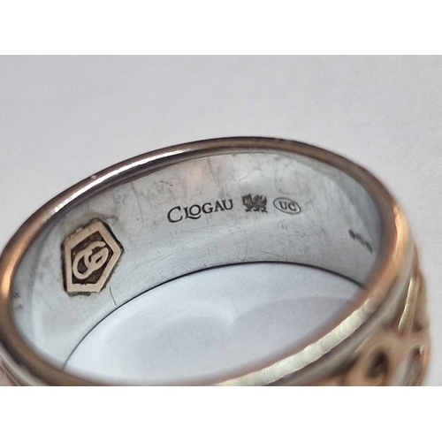 174 - Sterling Silver 'Clogau' Ring with Gold Highlight Pattern in Original Box, (Approx. 5.4g, Size: N)