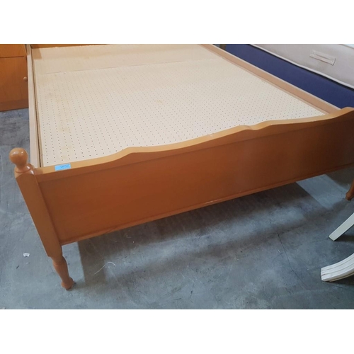 150 - Double Bed with Light Wood Surround (Fits Mattress Approx. 135 x 188cm), Together with Pair of Match... 