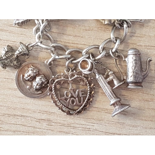 196 - Sterling Silver Charm Bracelet, English Hallmarks with Approx. 25 x Charms, (Total Weight Approx. 92... 