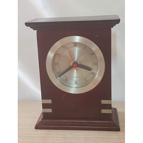 206 - Royal Selangor Wood and Pewter Desktop Quartz Clock, Untested, (Approx. 14 x 7.5 x 17.5cm)