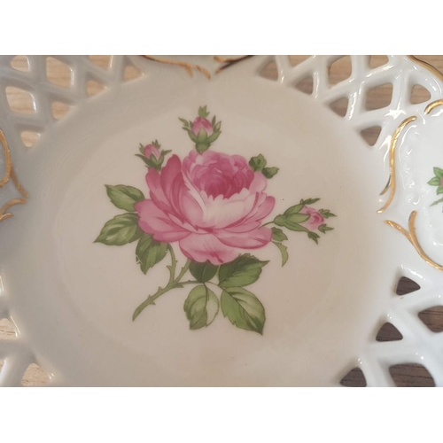 2 x Vintage Small Porcelain Dishes; 'Porzellan GDR Krone' with Rose Motif (Ø: 14cm) and 'Altrohlau M