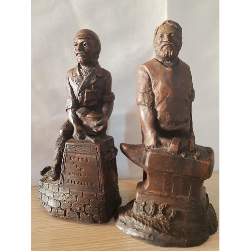 48 - Pair of Cast Vintage Artisan Figures, 'The Cobbler' and 'The Blacksmith', Stamped 'J.P', (Approx. Ta... 