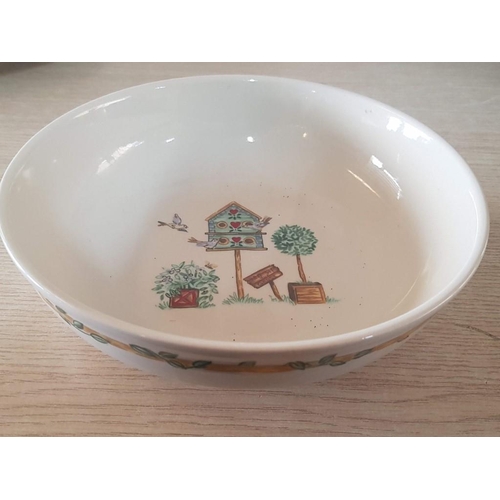 86 - Thomson Pottery 'Birdhouse' Large Round Serving Plate (Ø: 31cm) and Matching Salad Bowl, (Ø: 23cm), ... 