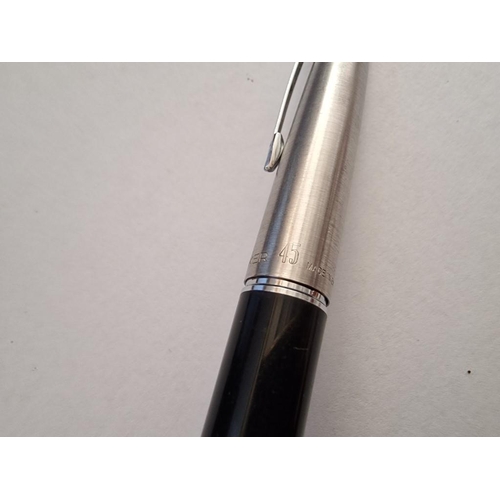 180 - Parker 45 Fountain Pen, (Made in England), Black Colour with Chrome Colour Cap, Together with Parker... 