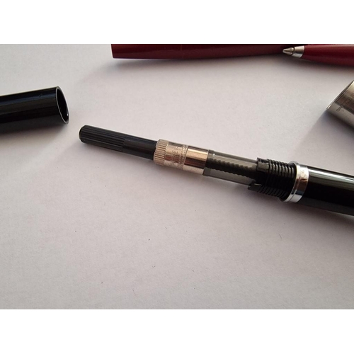 180 - Parker 45 Fountain Pen, (Made in England), Black Colour with Chrome Colour Cap, Together with Parker... 