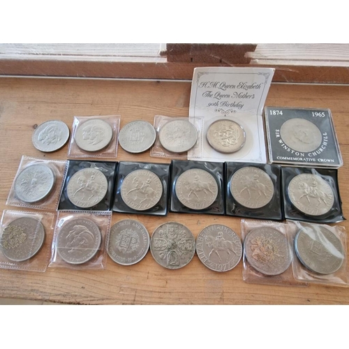 184 - Large Collection of 19 x British Crown Coins, Various Commemorative Dates, (see multiple catalogue p... 