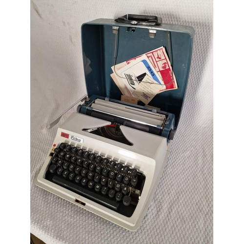 25A - Vintage Erika 33/43 Portable Typewriter in Travel Case, with Original Manual