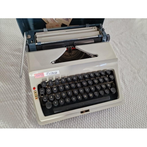 25A - Vintage Erika 33/43 Portable Typewriter in Travel Case, with Original Manual