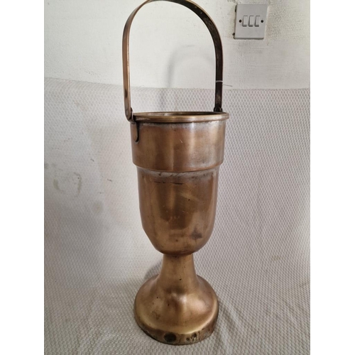 25B - Large Copper Pedestal Vase / Planter with Carrying Handle, (Approx. H: 46cm, Plus Handle)