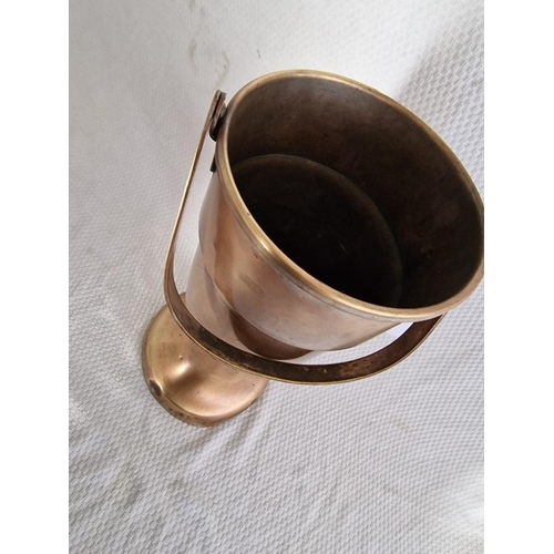 25B - Large Copper Pedestal Vase / Planter with Carrying Handle, (Approx. H: 46cm, Plus Handle)