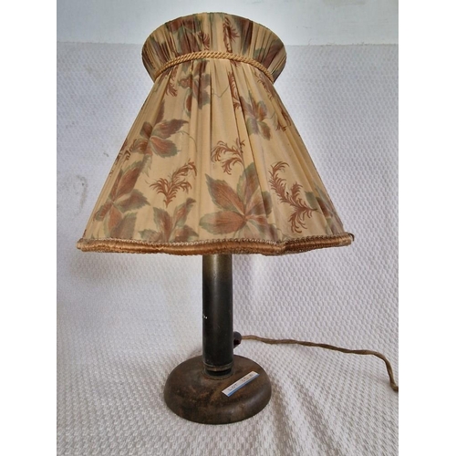 35A - Vintage Table / Side Lamp with Metal Base and Patterned Fabric Shade, (a/f)