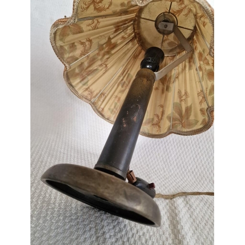 35A - Vintage Table / Side Lamp with Metal Base and Patterned Fabric Shade, (a/f)