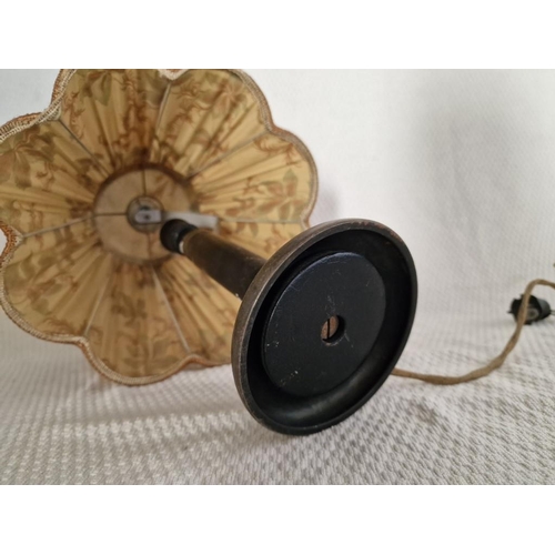 35A - Vintage Table / Side Lamp with Metal Base and Patterned Fabric Shade, (a/f)