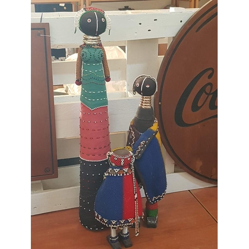 199 - 'Ndebele Dolls', South Africa Ceremonial Folk Dolls, Hand Made Beaded Dolls by the Ndebele People, (... 