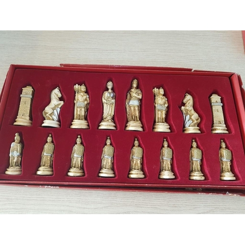 125 - Full Set of Chess Pieces (Red & Blue Colours) in Fitted Boxes, Look Unused, (Approx. King H: 10.5cm)