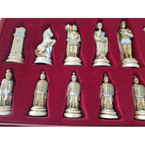 125 - Full Set of Chess Pieces (Red & Blue Colours) in Fitted Boxes, Look Unused, (Approx. King H: 10.5cm)